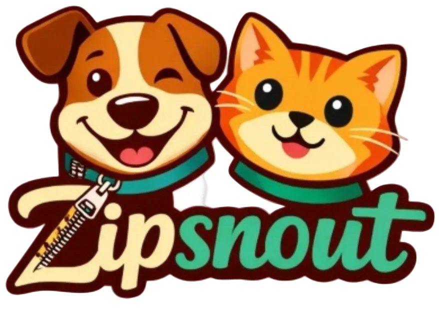 Cartoon dog and cat logo with text, playful pet care branding design