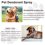 Pet deodorant spray for sensitive skin with happy dog and girl, and dog with cat indoors.