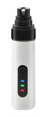 Electric pet nail grinder with LED indicators, black and white, for safe at-home grooming
